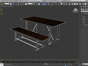 mead dining table and bench 3D 모델