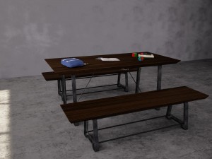mead dining table and bench 3D 모델