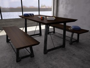 mead dining table and bench 3D 모델
