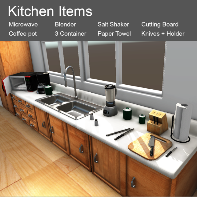 kitchen items 3D 模型 .c4d .max .obj .3ds .fbx .stl .blend 