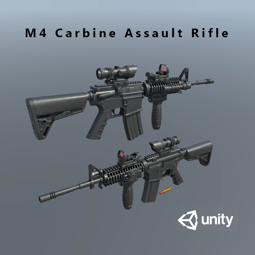 m4 carbine assault rifle 3D Model .c4d .max .obj .3ds .fbx .stl .blend 