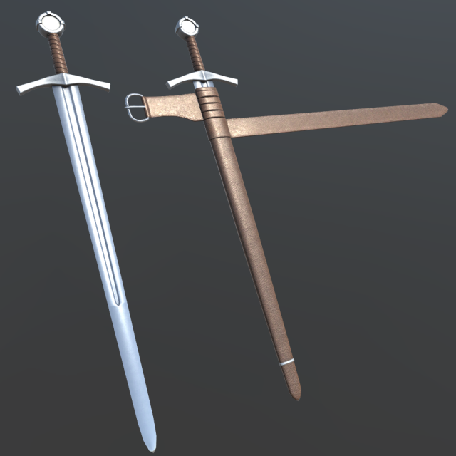 medieval sword Modelo 3D .c4d .max .obj .3ds .fbx .stl .blend 