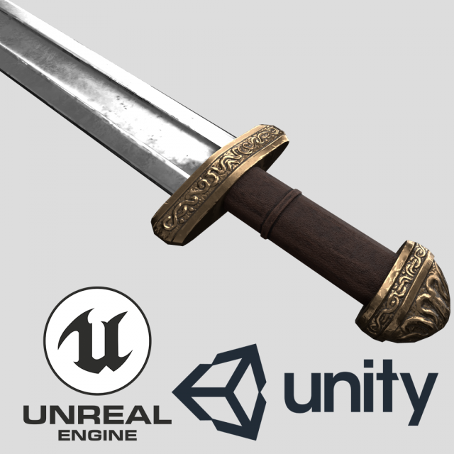 viking sword 3D Модель .c4d .max .obj .3ds .fbx .stl .blend 