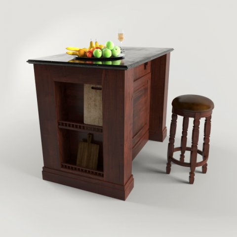 kitchen island with stool chair 3D Model .c4d .max .obj .3ds .fbx .stl .blend 