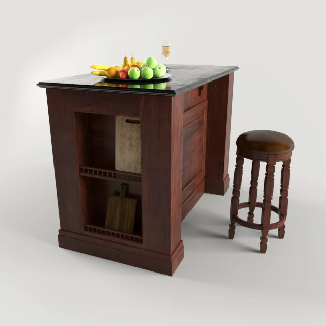 kitchen island with stool chair 3D Model .c4d .max .obj .3ds .fbx .stl .blend