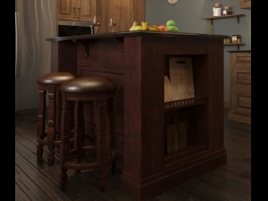 kitchen island with stool chair 3D Model