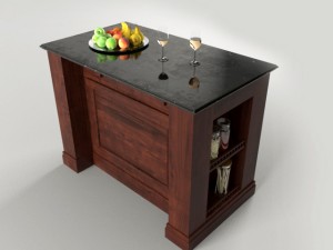 kitchen island with stool chair 3D Model