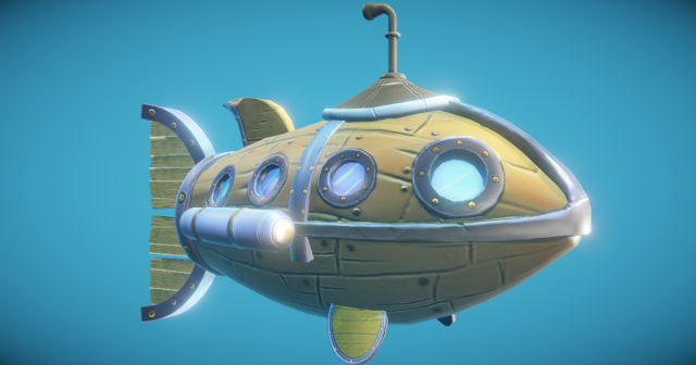 Steampunk fish submarine 3D Model .c4d .max .obj .3ds .fbx .stl .blend 