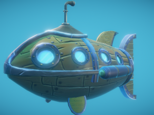 Steampunk fish submarine 3D Model