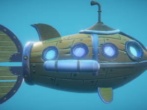 Steampunk fish submarine 3D Model