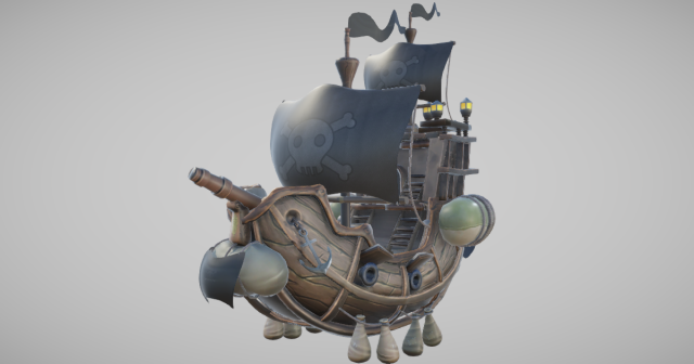 3d flying pirate ship 3D Модель .c4d .max .obj .3ds .fbx .stl .blend 
