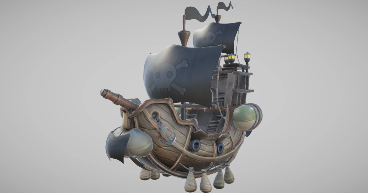 3d flying pirate ship 3D Model .c4d .max .obj .3ds .fbx .stl .blend 