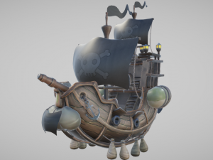 3d flying pirate ship 3D Model