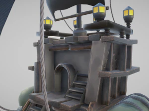 3d flying pirate ship 3D Model