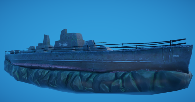 3d battleship shipwreck 3D Model .c4d .max .obj .3ds .fbx .stl .blend 