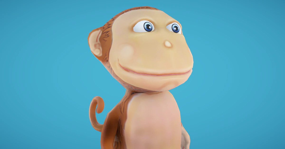 Monkey hand-painted 3D Model .c4d .max .obj .3ds .fbx .stl .blend