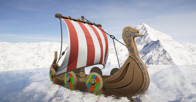Viking ship stylized Modèle 3D .c4d .max .obj .3ds .fbx .stl .blend 
