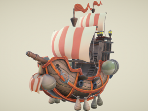 Flying ship hand-painted 3D-Modell