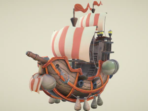 Flying ship hand-painted 3D Model