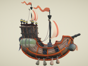 Flying ship hand-painted 3D-Modell