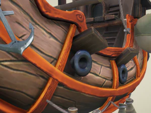 Flying ship hand-painted 3D Model