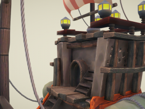 Flying ship hand-painted 3D-Modell