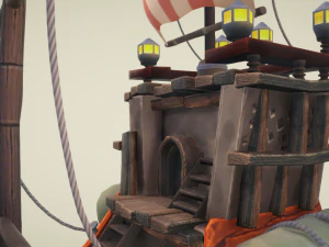 Flying ship hand-painted 3D Model