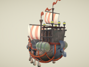 Flying ship hand-painted 3D-Modell