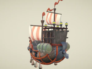 Flying ship hand-painted 3D Model
