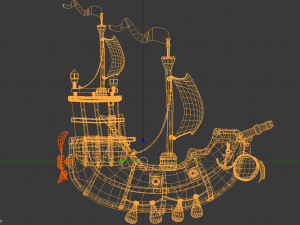 Flying ship hand-painted 3D-Modell