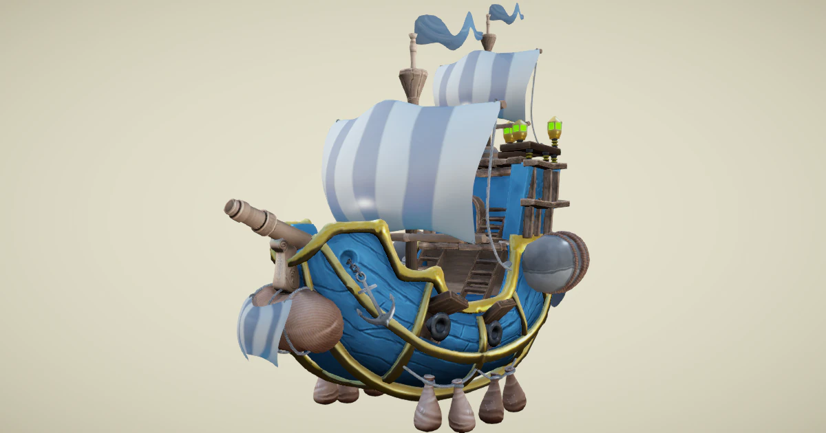 Flying royal ship 3D Model .c4d .max .obj .3ds .fbx .stl .blend
