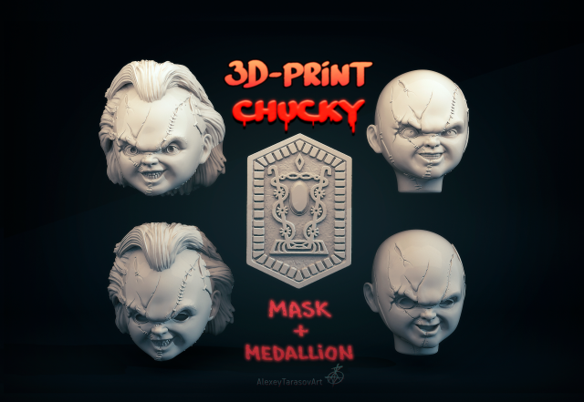 chucky mask 3D Print Model .c4d .max .obj .3ds .fbx .stl .blend 