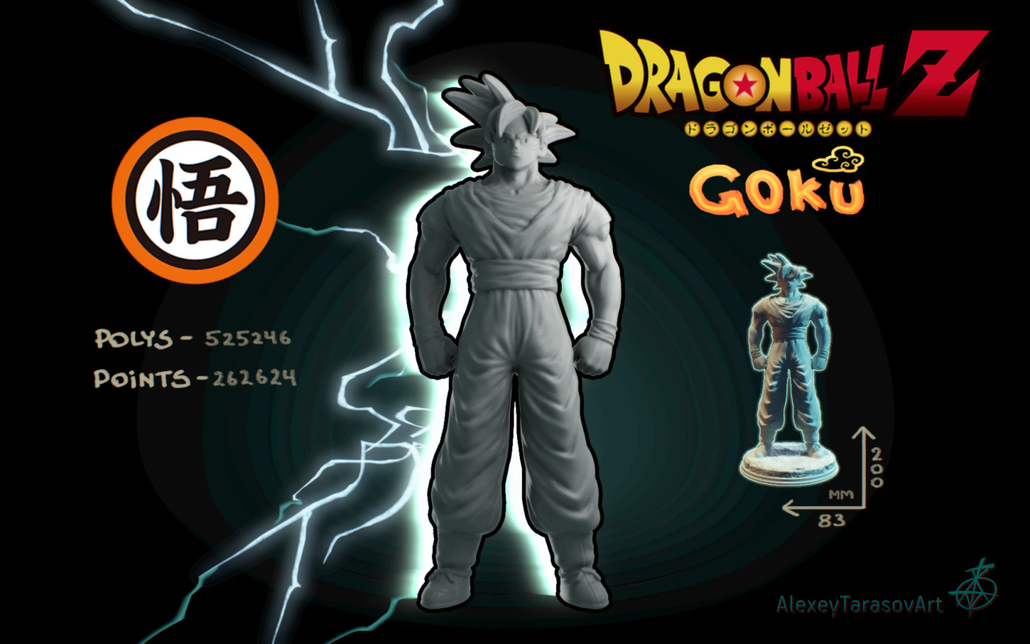 goku dragon ball z 3D Print Model .c4d .max .obj .3ds .fbx .stl .blend 