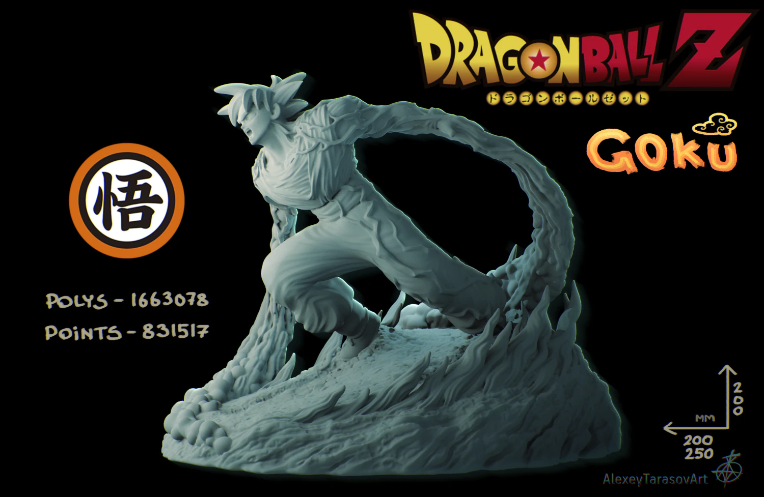 goku dragon ball z stand 3D Print Model .c4d .max .obj .3ds .fbx .stl .blend 