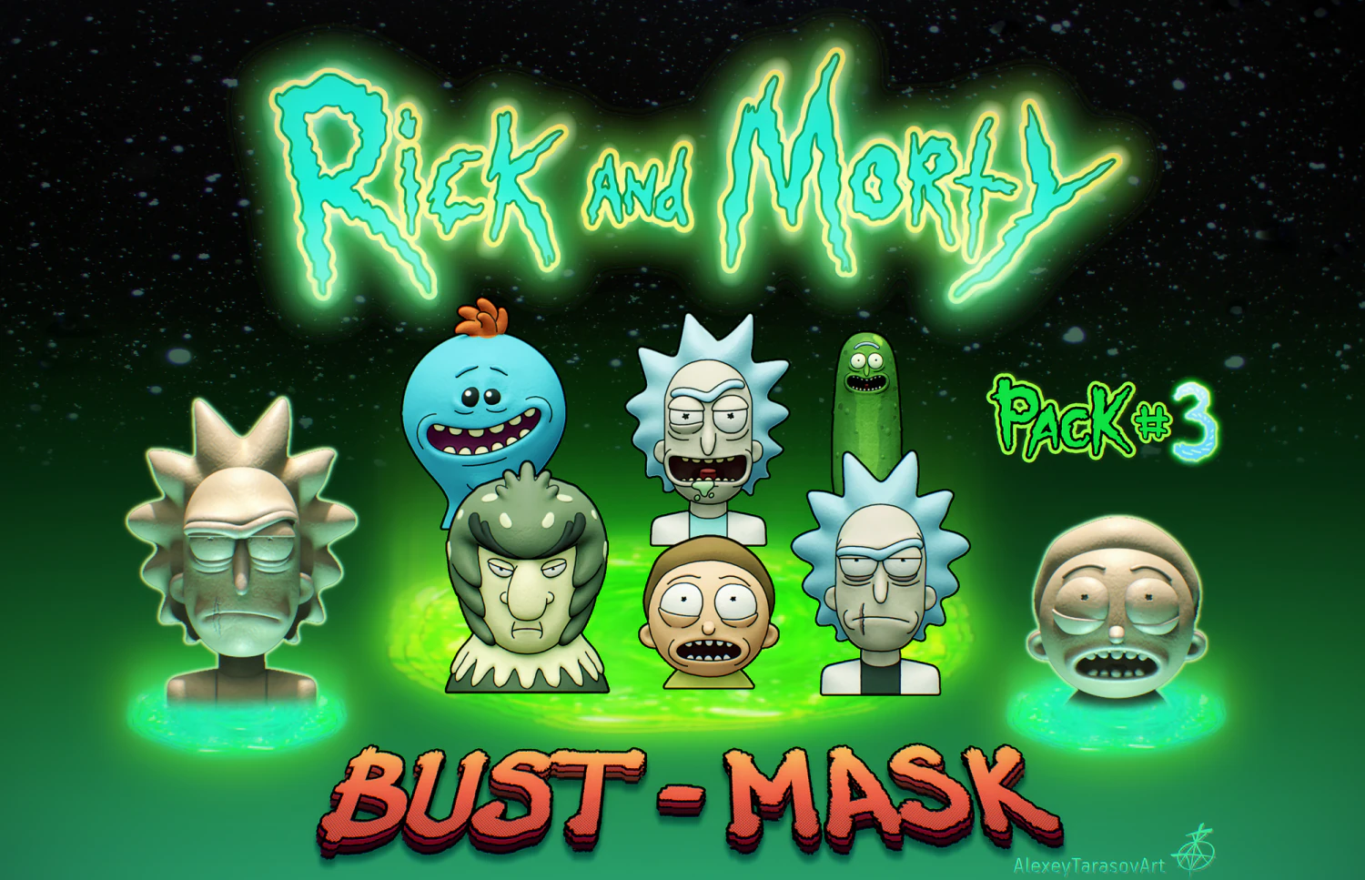 Rick e Morty Pack3 Modelo de Impressão 3D .c4d .max .obj .3ds .fbx .stl .blend 
