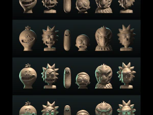 Rick e Morty Pack3 Modelo de Impressão 3D