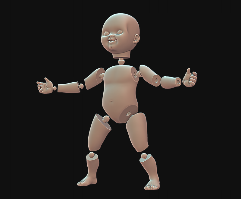 Chucky separated doll 12 parts 3D printmodel .c4d .max .obj .3ds .fbx .stl .blend 