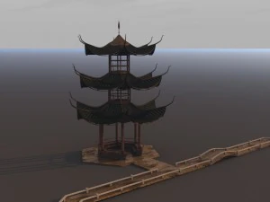 model menara pagoda jepang Model 3D