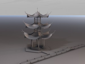 japanese tower pagoda model 3D Modell