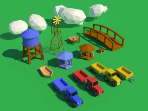 pack 116 models for farm low poly unityasset 3D Model