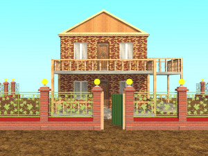 cottage with pattern elements on the fence 3Dモデル