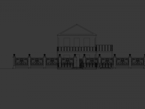 cottage with pattern elements on the fence 3D Model