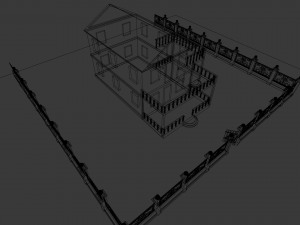 cottage with pattern elements on the fence 3D Model