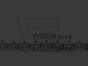 cottage with pattern elements on the fence 3D Model