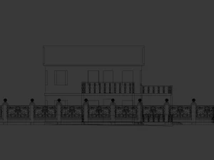 cottage with pattern elements on the fence 3D Model