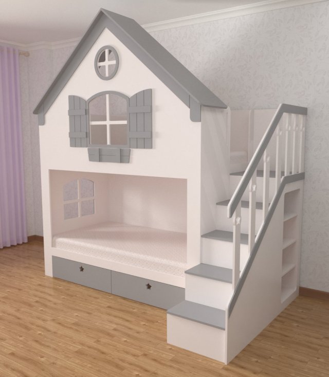 bed house Modelo 3D .c4d .max .obj .3ds .fbx .stl .blend 