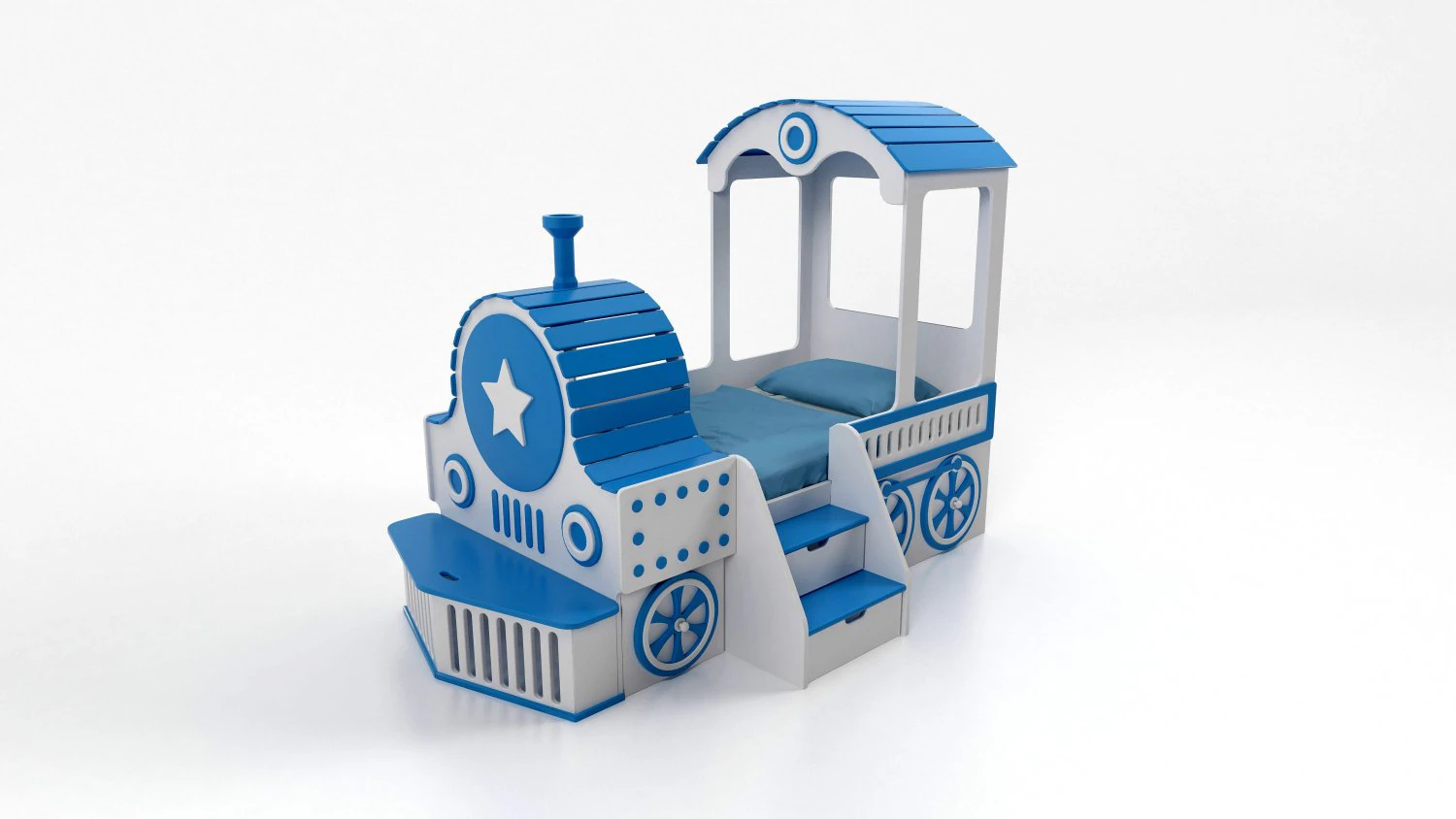 bed for children locomotive 3D Model .c4d .max .obj .3ds .fbx .stl .blend