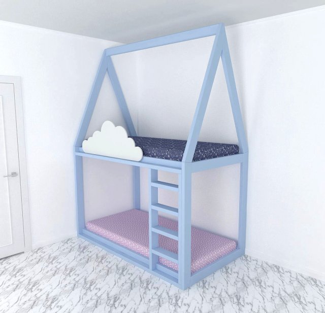bunk bed with cloud Modello 3D .c4d .max .obj .3ds .fbx .stl .blend 