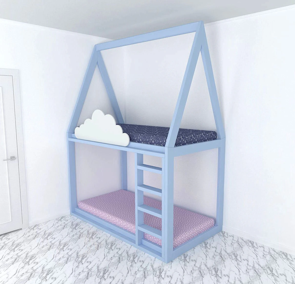 bunk bed with cloud 3D Model .c4d .max .obj .3ds .fbx .stl .blend 