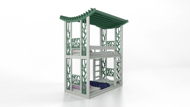 bunk bed panda style 3Dモデル .c4d .max .obj .3ds .fbx .stl .blend 